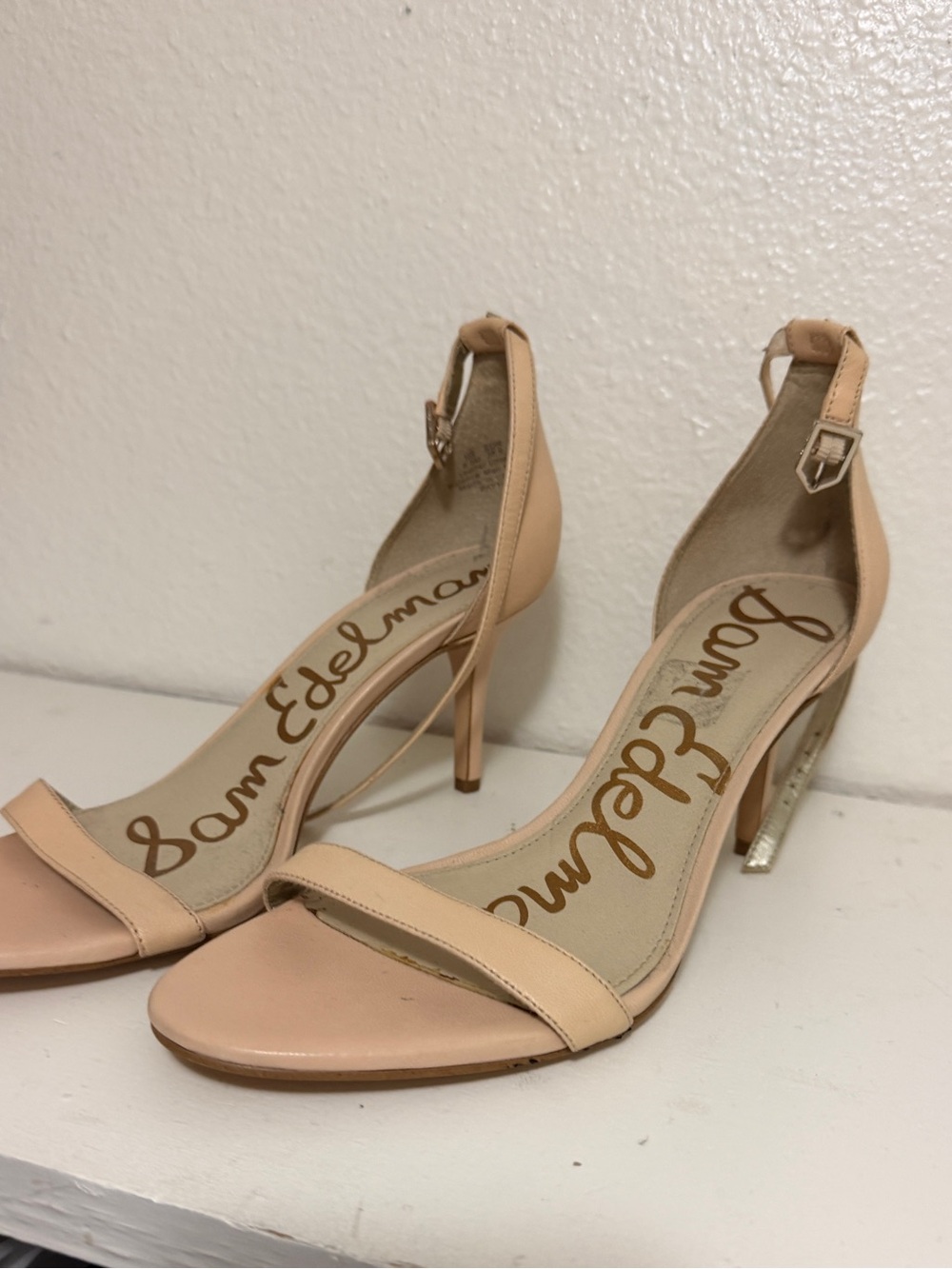 Sam Edelman Blush Nude Ankle-Strap Stiletto Sandals